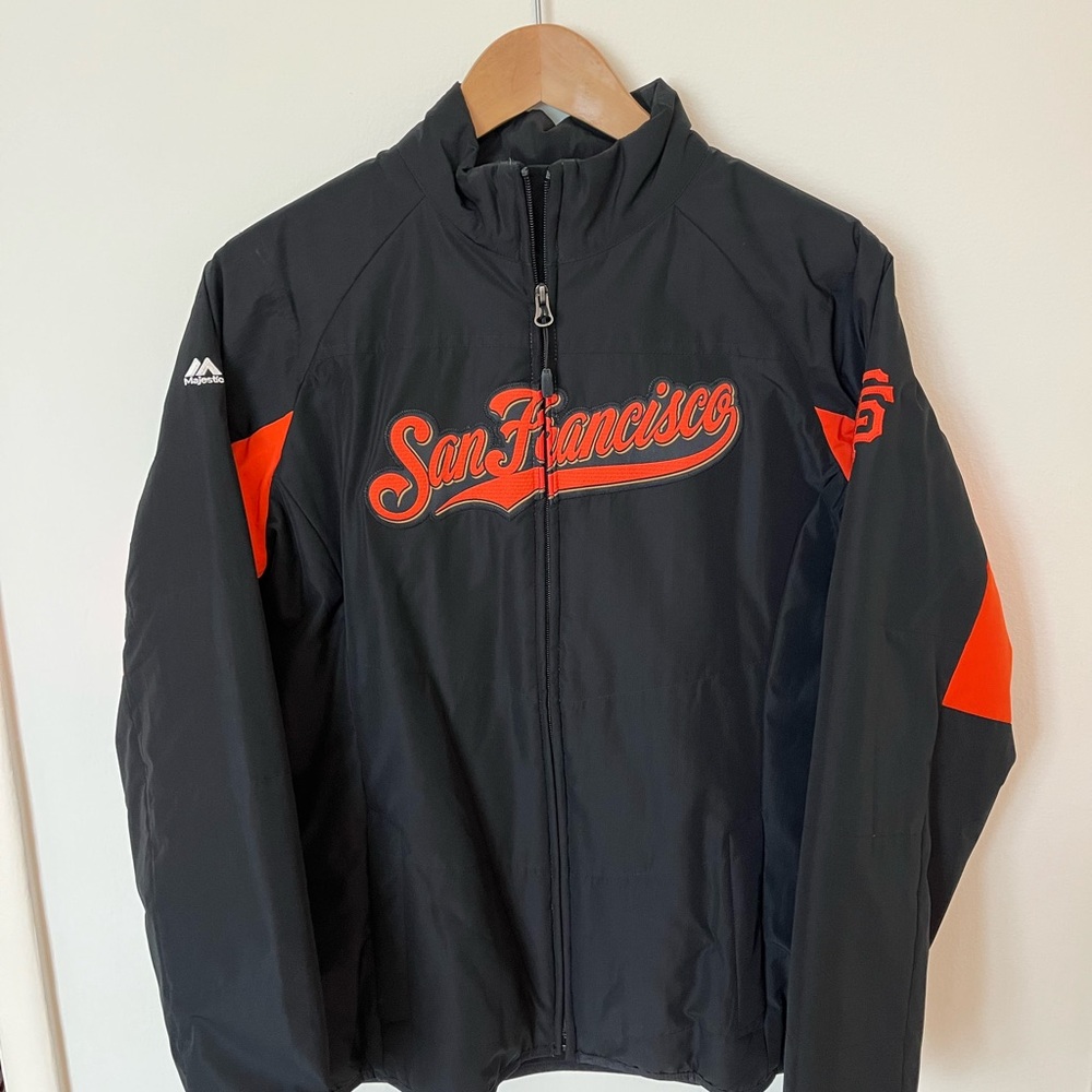 Majestic San Francisco Black and Orange Zip-Up Jacket